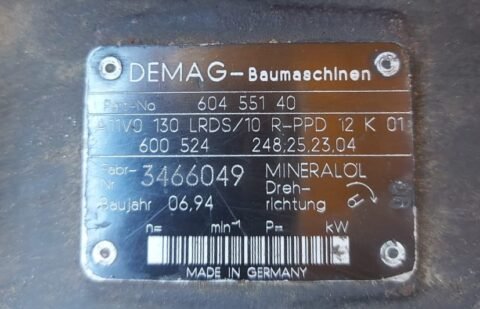 Demag Baumaschinen Hydraulic Pump Repair